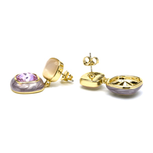 Pendientes de Circonita Amatista acabados en oro amarillo de 18k