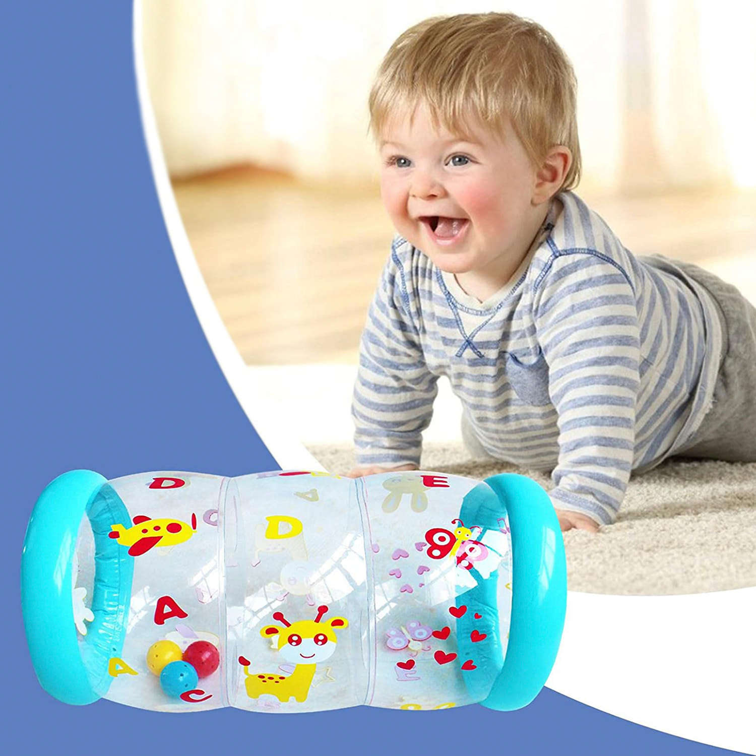 DAM Rodillo hinchable infantil 45x22x22 Cm. Color: Azul
