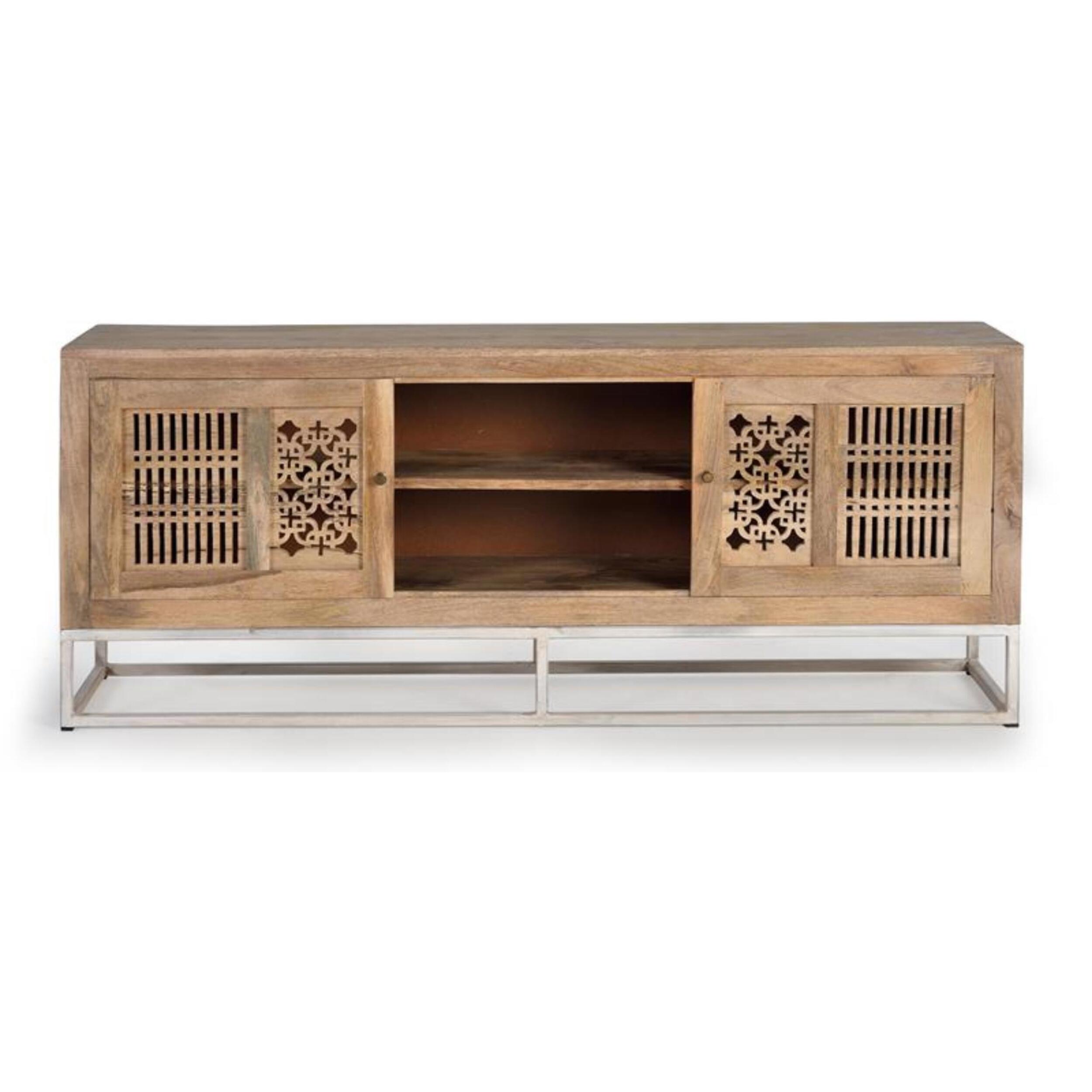 Mueble TV - Madera de Mango y Hierro - 65x160x40cm