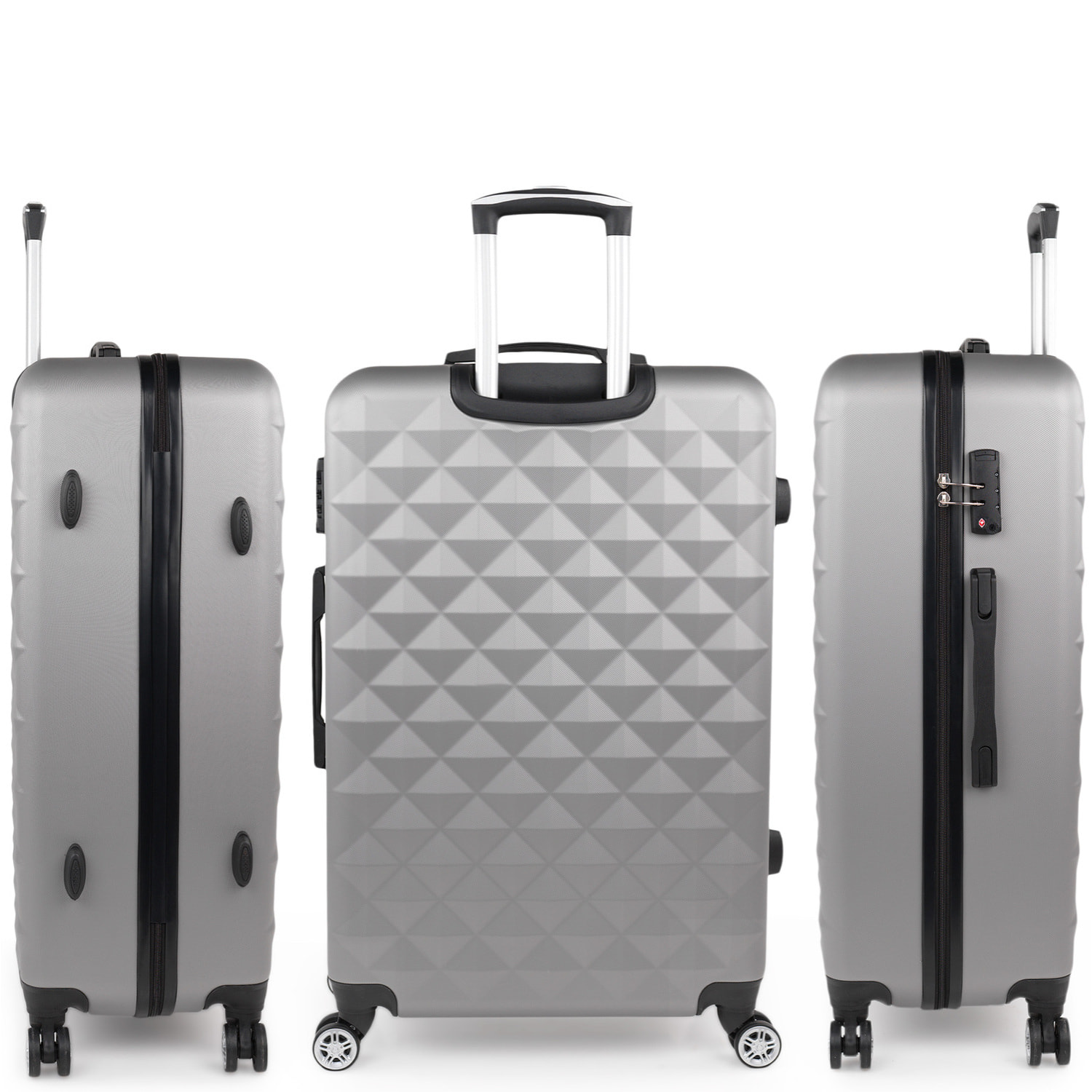 Juego De Maletas Rígidas Abs Itaca Diamond Plata