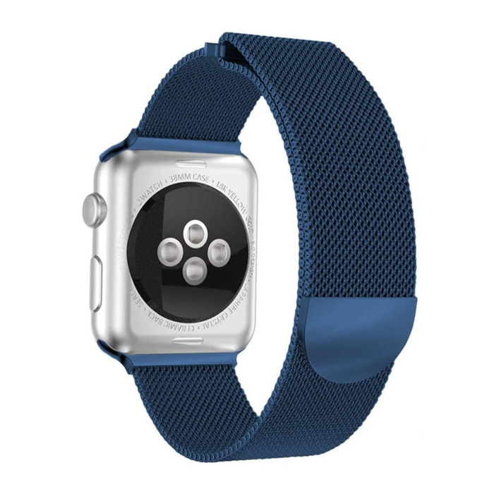 Bracelet 42-44 mm compatible avec Apple Watch métalisé bleu marine (Vendu sans la montre)
