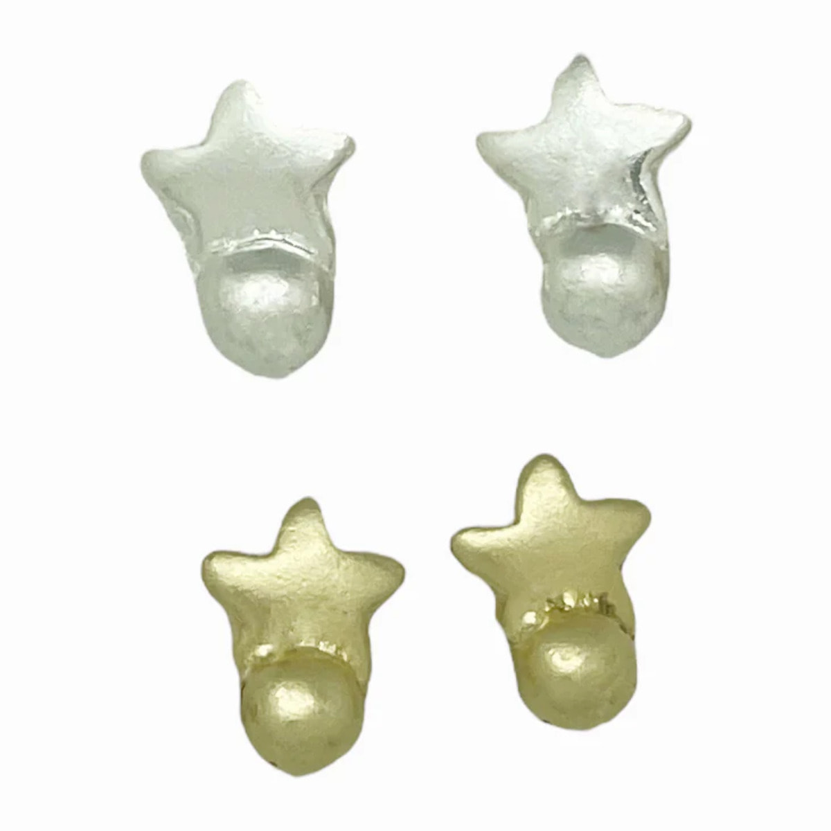Pack de pendientes estrella mini en plata 10µ y dorado