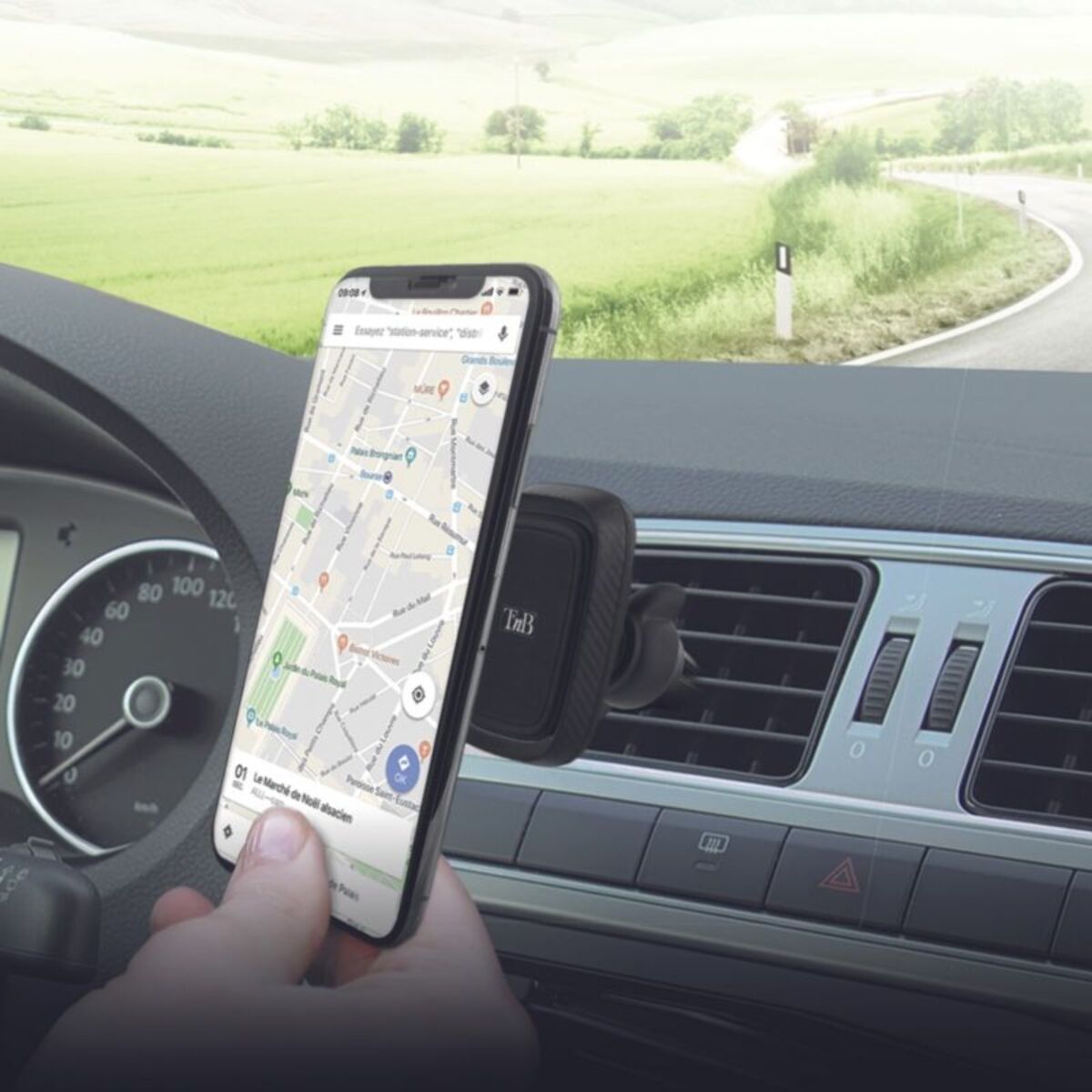 Support smartphone TNB pour grille d'aération carbone noir