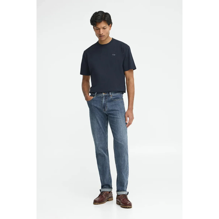 Vaquero azul medio de corte slim con logo Polo Club