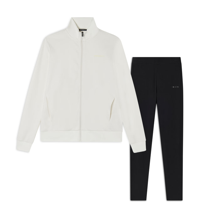 Tuta con zip e collo alto in tessuto interlock di cotone