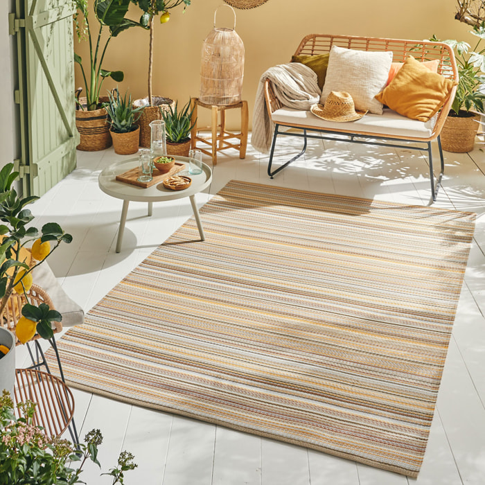 CAPRI - Tapis d'extérieur à motif rayure dégradée - Beige