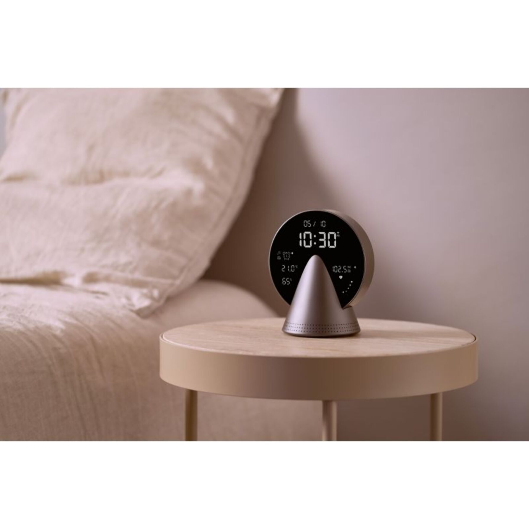 Radio réveil LEXON Conic Clock avec fonction Bluetooth Gris