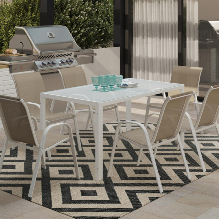 Ensemble repas Formentera 6 places beige