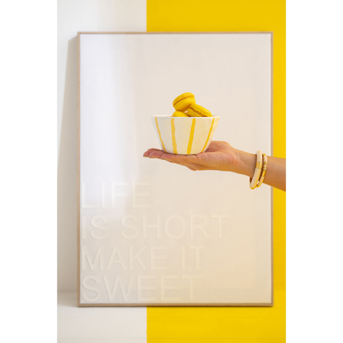 J-Line Bol Ligné Dolomite - céramique - blanc/jaune clair - 2 pièces