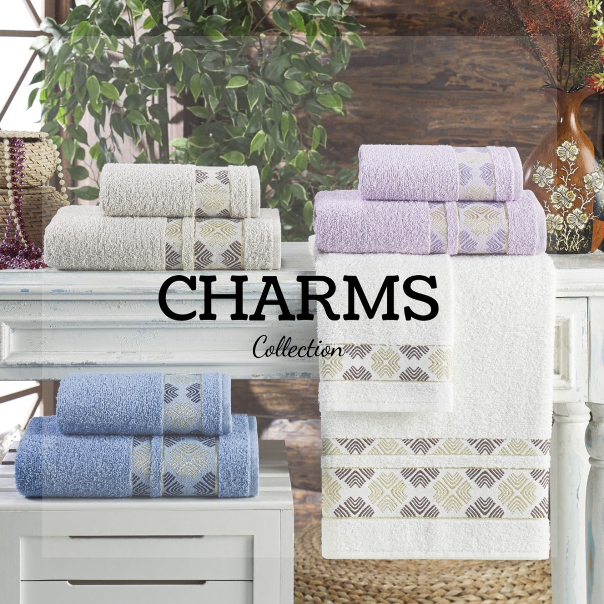 SET ASCIUGAMANI COTTON MANIA – CHARMS - VERDE CHIARO SALVIA