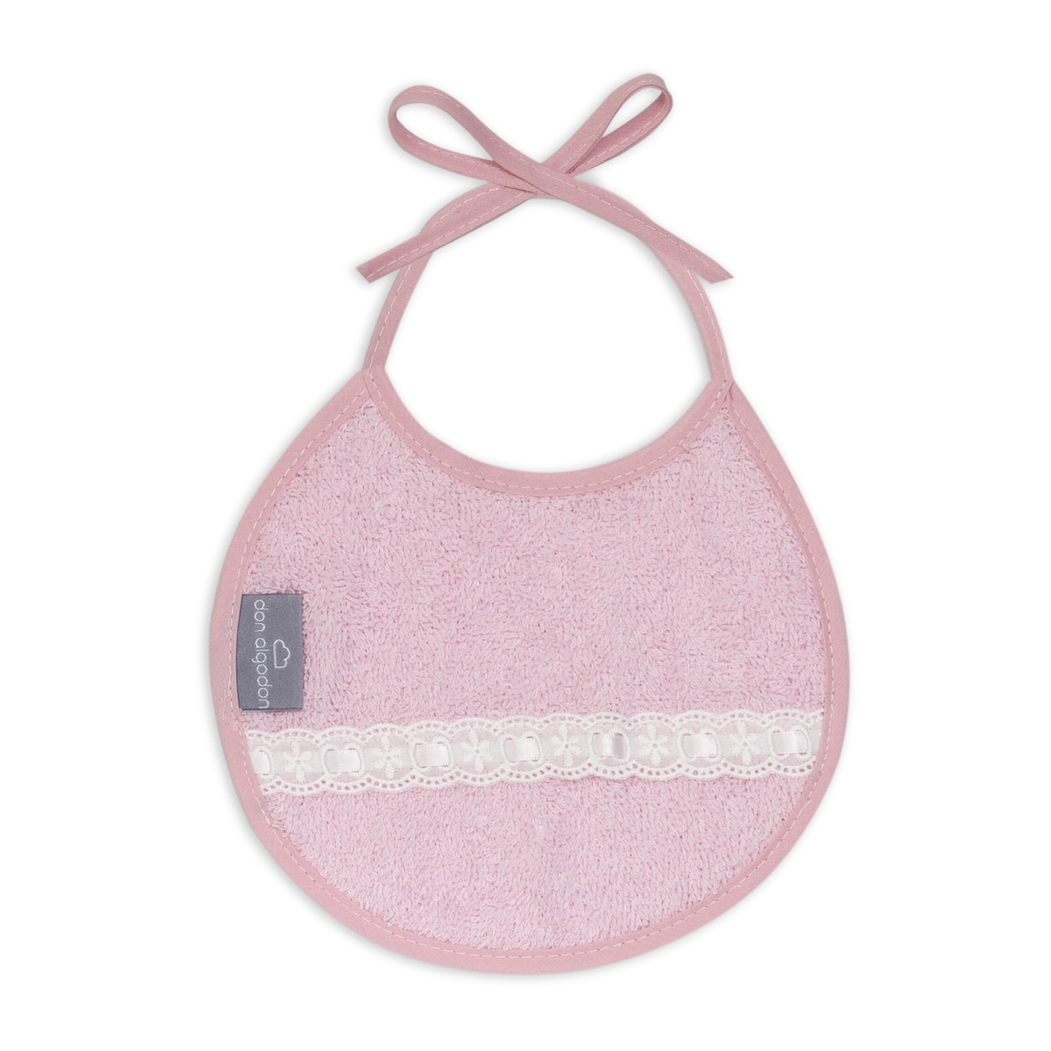 Pack 2 Baberos Don Algodon 20X20 Modelo Pasacinta Bco/Rosa