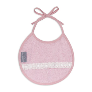 Pack 2 Baberos Don Algodon 20X20 Modelo Pasacinta Bco/Rosa