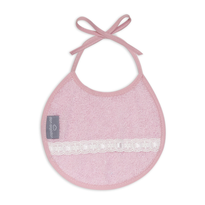 Pack 2 Baberos Don Algodon 20X20 Modelo Pasacinta Bco/Rosa