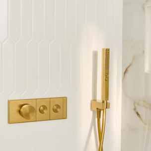 Pommeau de douche Shift+ carré 2 jets laiton brossé