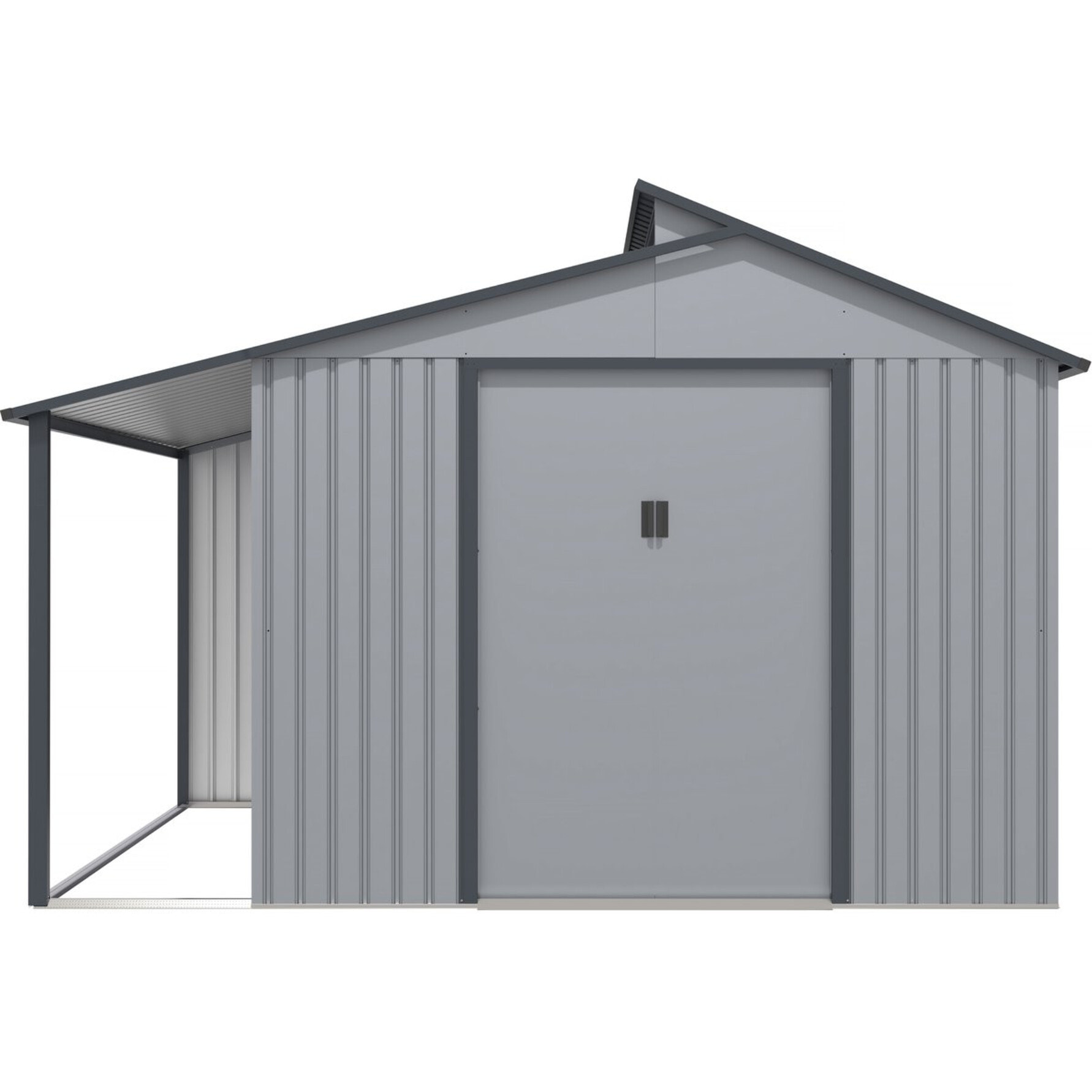 Abri de jardin métal avec pergola "Madras" - 9.12 m² - 257 x 355 x 237 cm - Gris