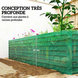 Carré potager jardinière dim. 240 x 120 x 60 cm tôle d'acier ondulée vert
