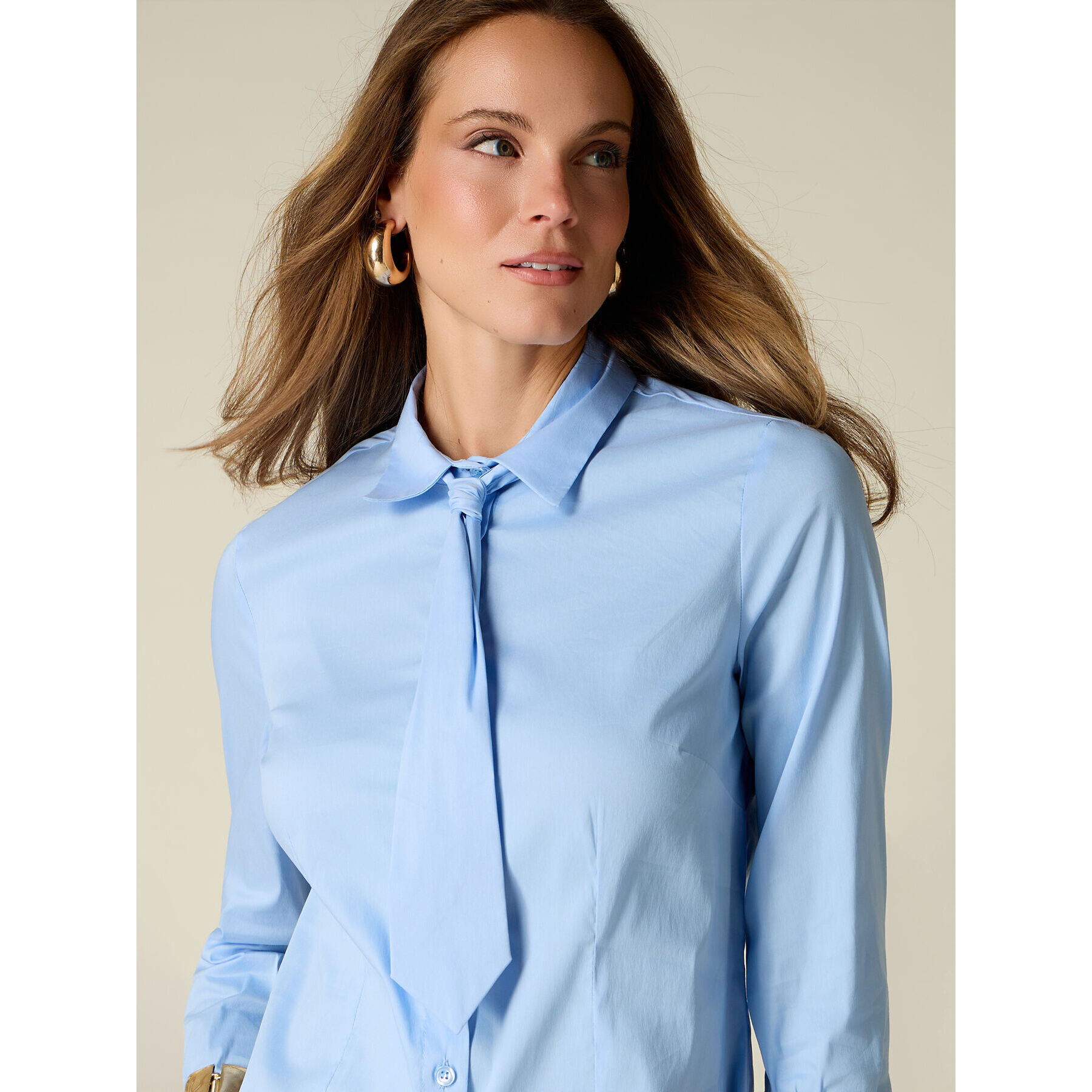Oltre - Camicia in popeline con cravatta - Azzurro