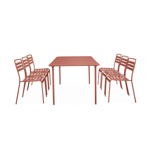 Table de jardin métal + 6 assises terracotta Amélia