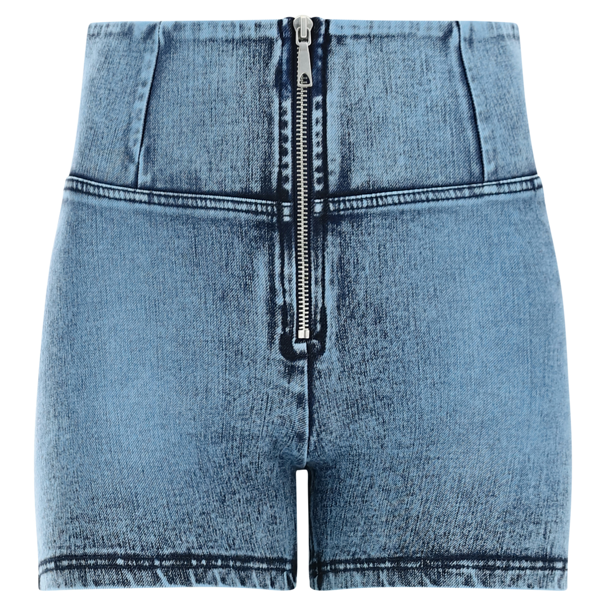 Shorts push up WR.UP® vita alta in denim navetta ecologico marble wash
