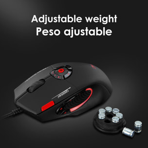 Mouse da gioco C-16, fino a 10.000 DPI, 1000 Hz, 12 pulsanti programmabili, peso regolabile. Illuminazione RGB.