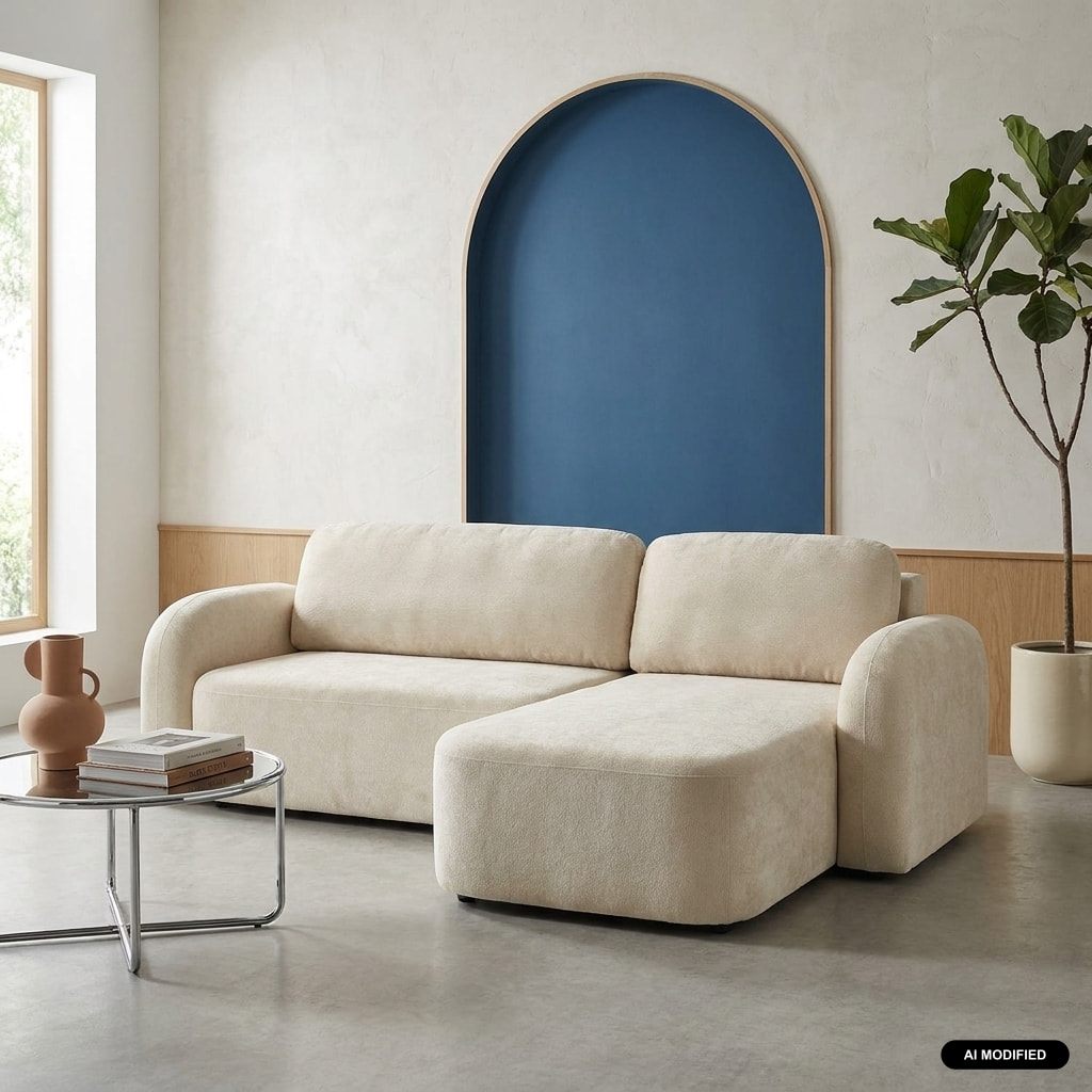 Canapé d'angle réversible convertible 3 places tissu avec coffre NOUMA