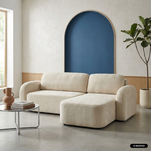 Canapé d'angle réversible convertible 3 places tissu avec coffre NOUMA