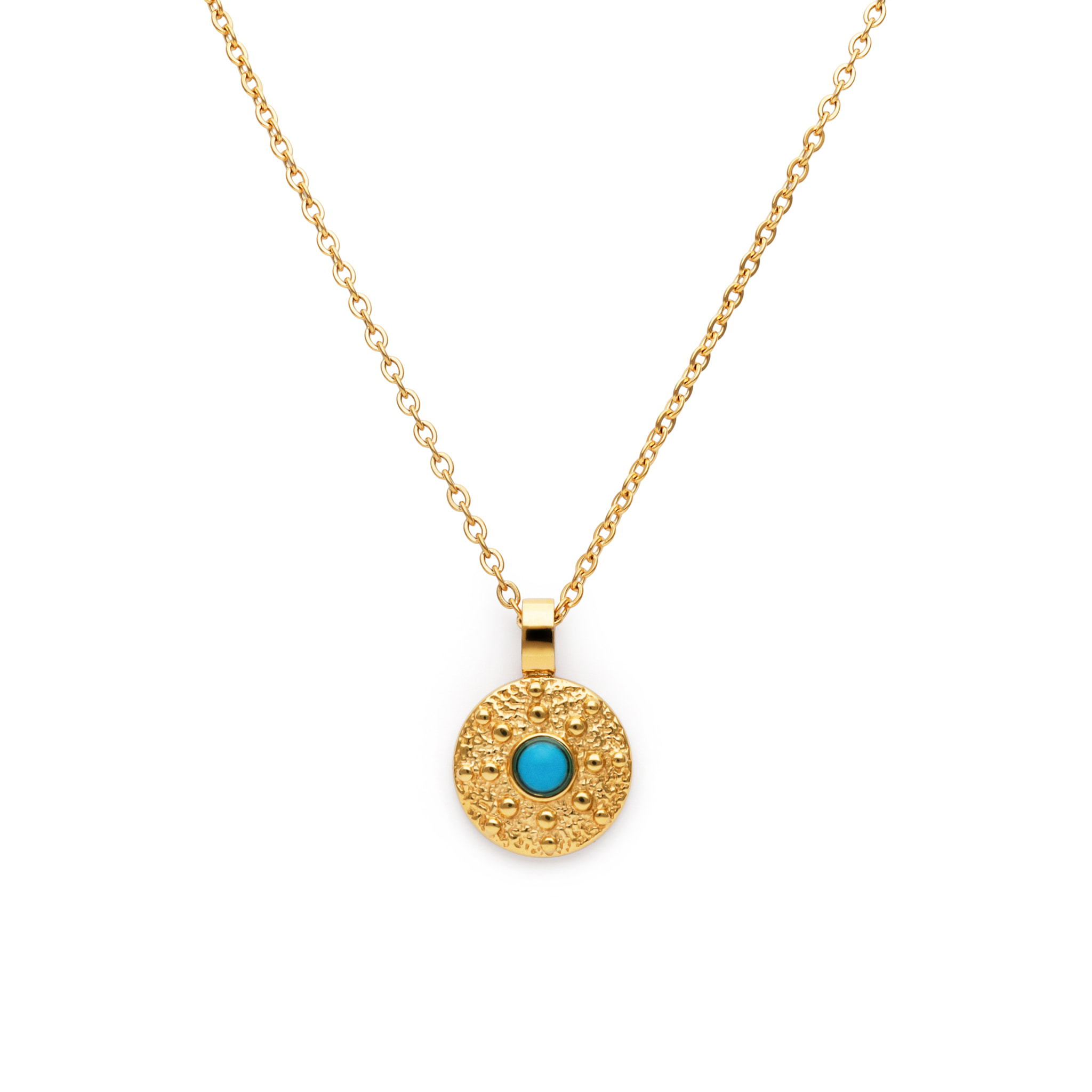 Collana Medallion Aqua Acciao Placcato Oro
