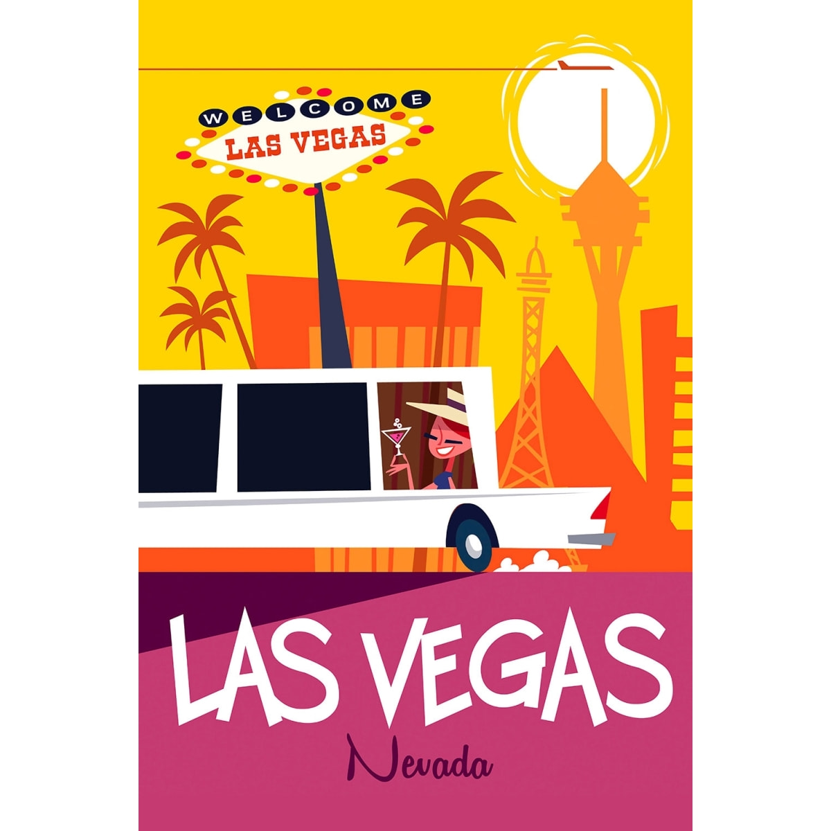 Tableau road trip à vegas Toile imprimée