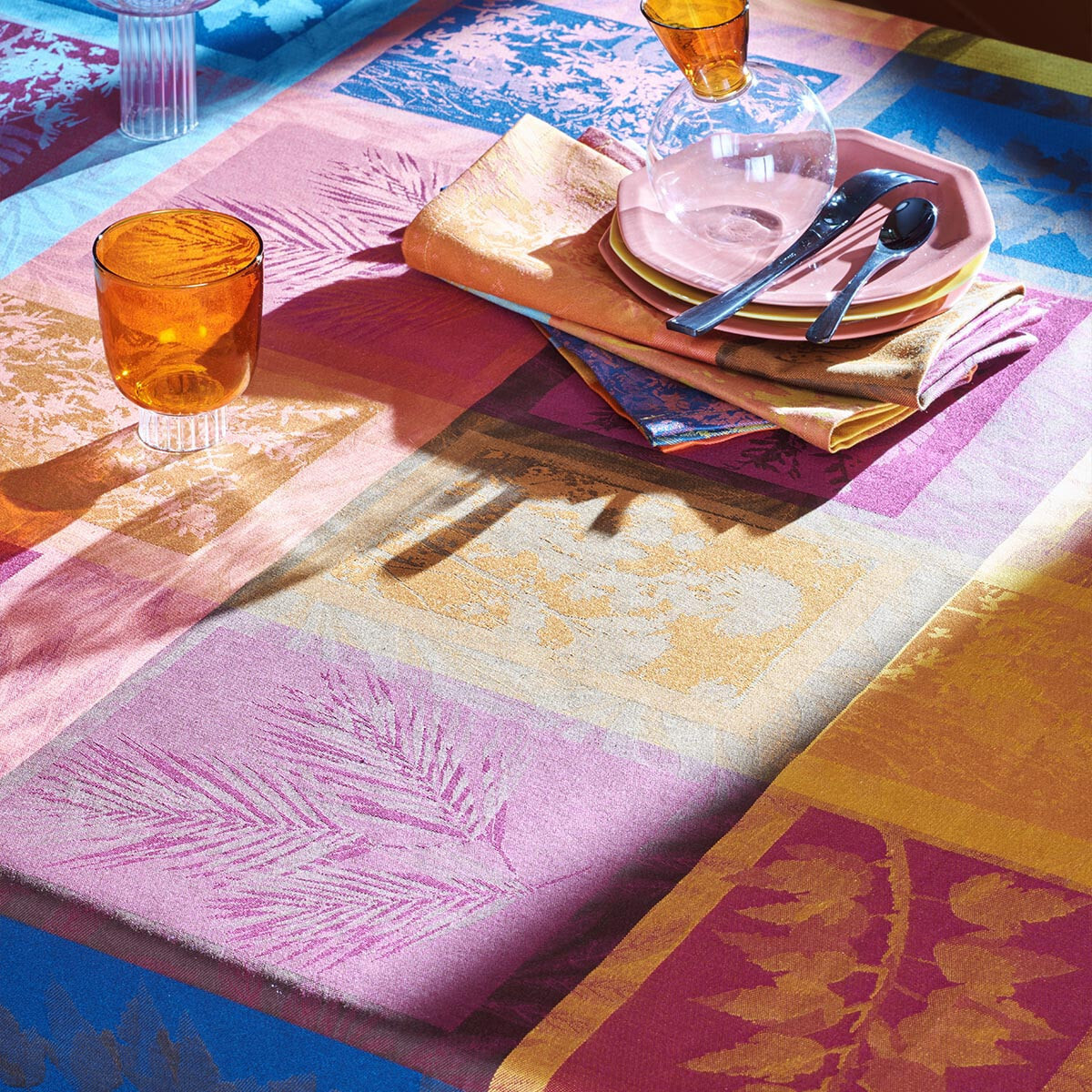 Nappe enduite jacquard Mille vegetaux sunset