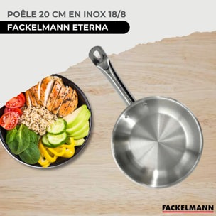 Set de 1 poêle de 20 cm en inox et couvercle en verre Fackelmann Eterna