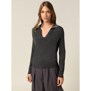 Oltre - Maglia con colletto decorato - Grigio