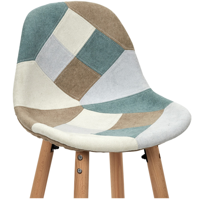 Lot De 2 Tabourets De Bar Patchwork Bleu Clair