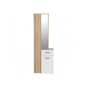 Vestiaire en bois avec rangements et miroir - 2 coloris - ROLL