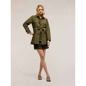 Motivi - Trench de mezcla de algodón con cinturón - Verde militare