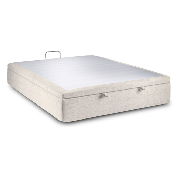 Sommier Coffre Tissu - pieds bois
