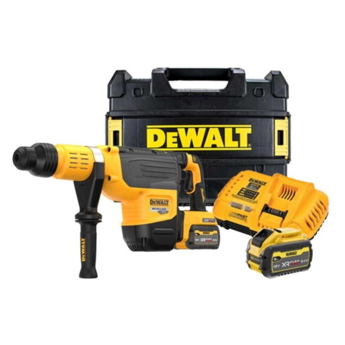 Perforateur SDS-Max XR Flexvolt 54V 13,3J - DEWALT - avec 2 batteries 54V 3Ah - chargeur - coffret - DCH735X2-QW