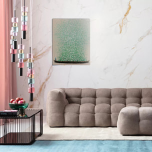 Tableau Touched fleurs pirogue 40x50cm beige et vert Kare Design