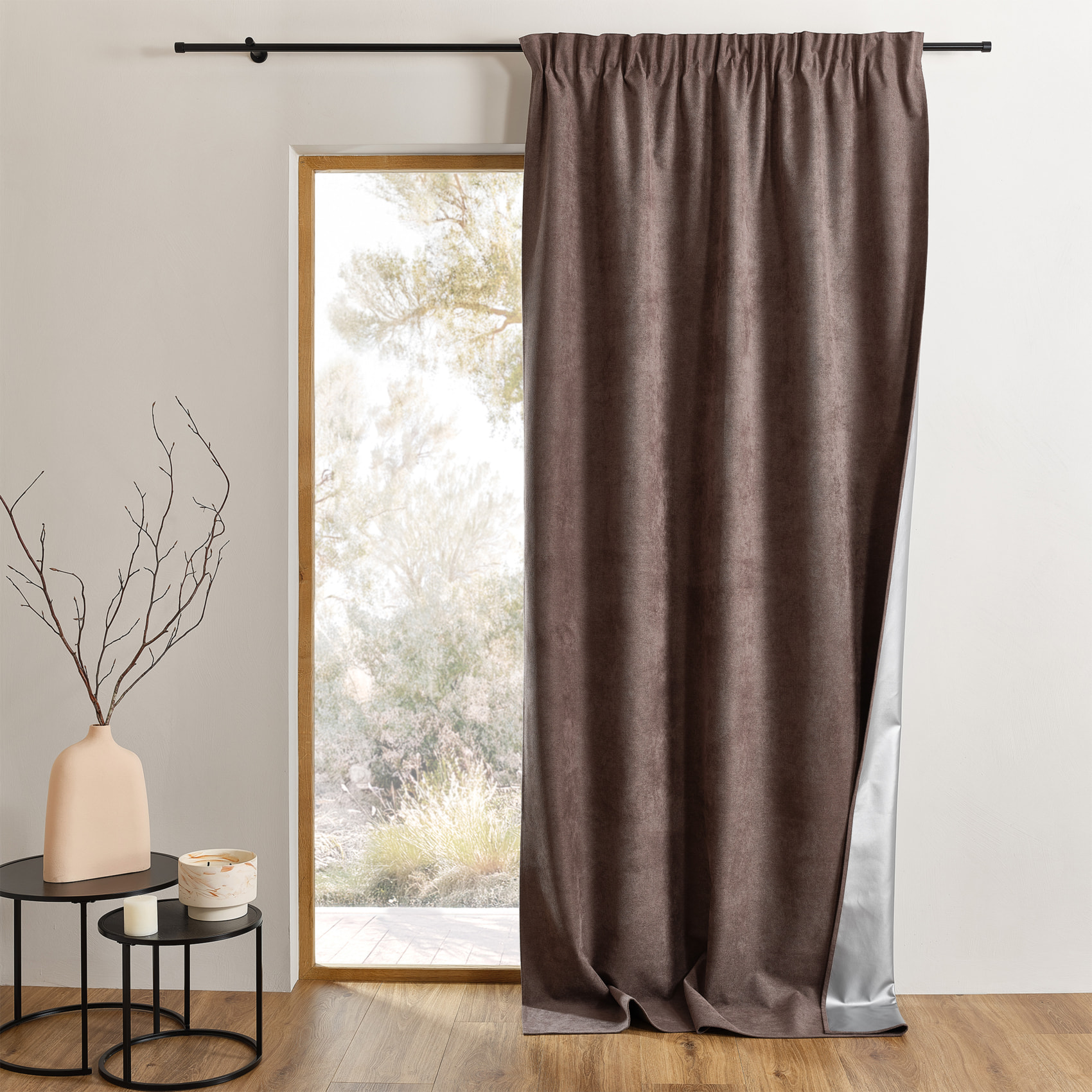 Rideau thermique accroche 3 en 1 occultant et réflecteur de chaleur - Marron Brun