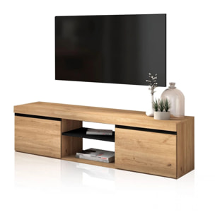 Mueble TV con almacenamiento en roble nude y ceniza 140 cm Ebos Roble Nude - Ceniza