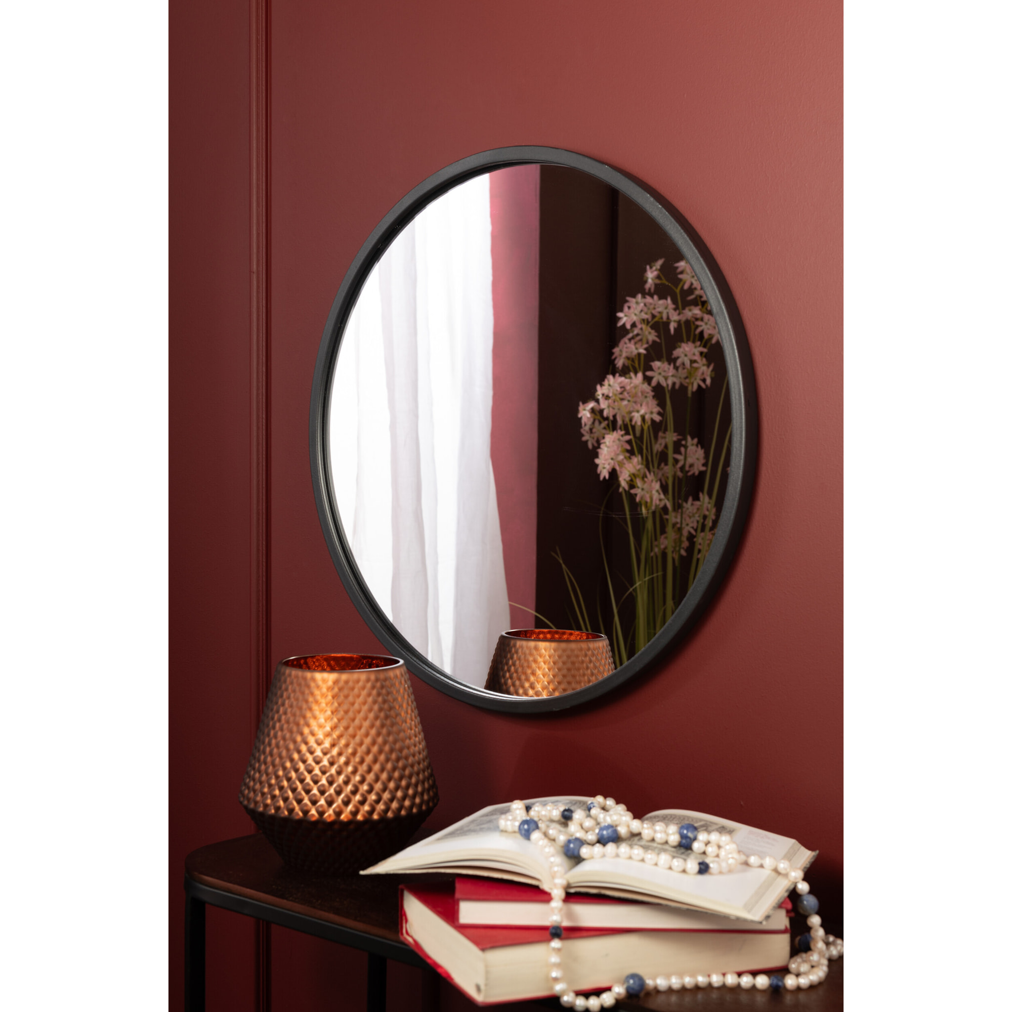 J-Line miroir Rond - noir - medium -  Ø 50 cm
