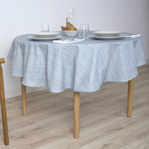 Nappe ronde enduite Lesa 125 Bleu poudré - 100% coton - traitement antitaches - Bleu