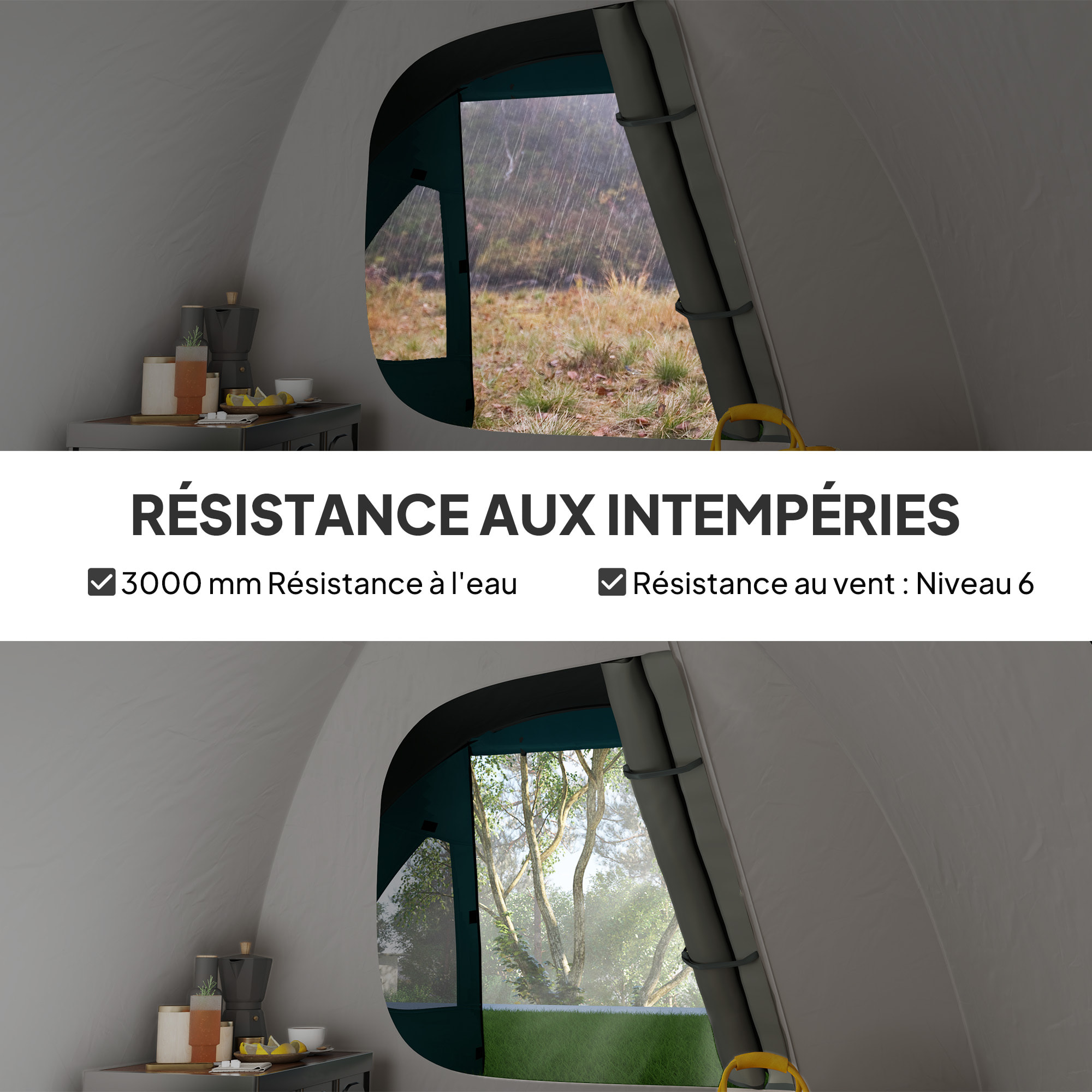 Tente de camping 2-4 personnes - tente dôme familiale imperméable - sac de transport inclus bleu