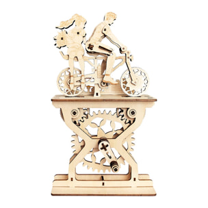 Maqueta de Madera 3D, con movimiento mecánico diseño de Amantes de la bicicleta - Pareja. 109 piezas.