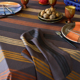 Serviette pur coton motif jacquard brun marron Mille bambous onyx