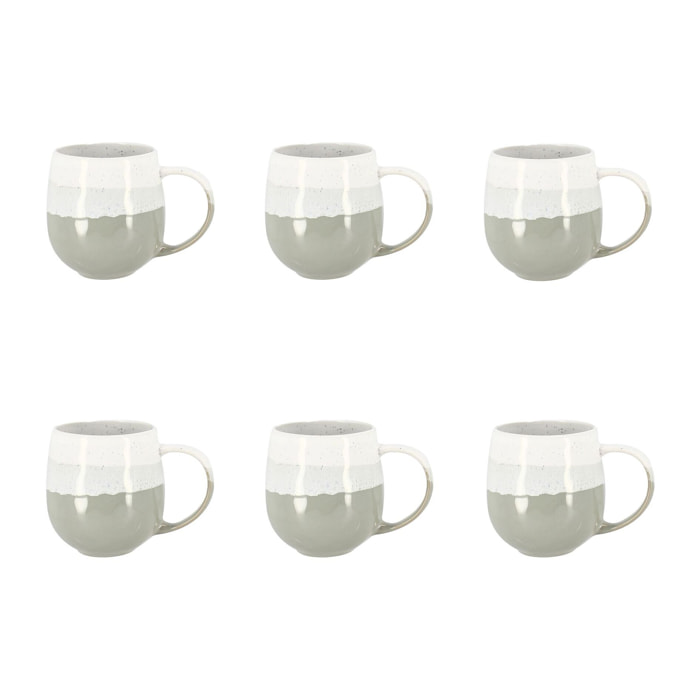 Lot de 6 mugs vert amande en grès 44cl RIGA