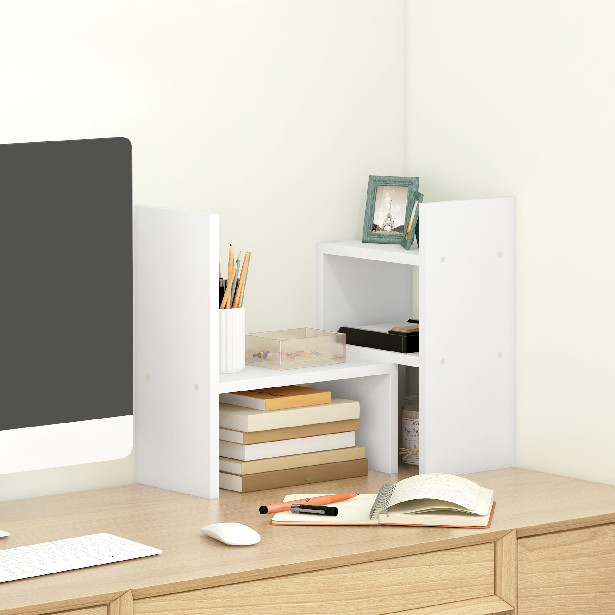 Étagère de bureau modulable - organisateur de bureau - 2 pièces - blanc