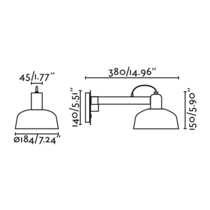 TATAWIN Aplique metal brazo de pared negro