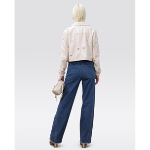 Giacca punteggiata di borchie rotonde effetto pelle