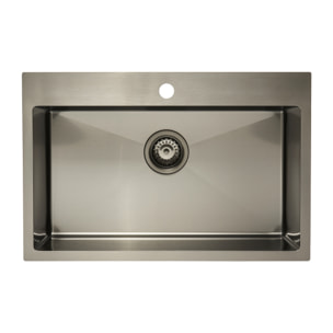 Swiss Aqua Technologies Aurum Évier de cuisine encastrable en inox 304, 68x45x21 cm, Gun Metal brossé PVD