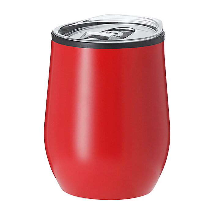 Vaso térmico en acero inox de doble pared y 330 ml de capacidad. Con dosificador en tapa transparente de fácil apertura, libre de BPA.